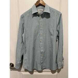 Charles Tyrwhitt Dress Shirt French Cuff Men's‎ Size 16/34in Blue Check Classic